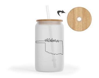 Oklahoma Iced Coffee Tumbler - Oklahoma Frosted Glass Tumbler - Oklahoma Wedding - Oklahoma Girls Trip - Oklahoma Bridesmaid