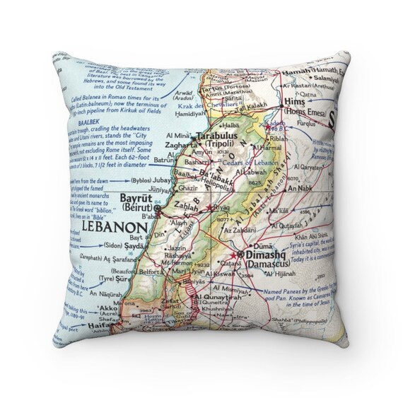 Lebanon Pillow Lebanon Map Lebanon Map Gift Lebanon Etsy