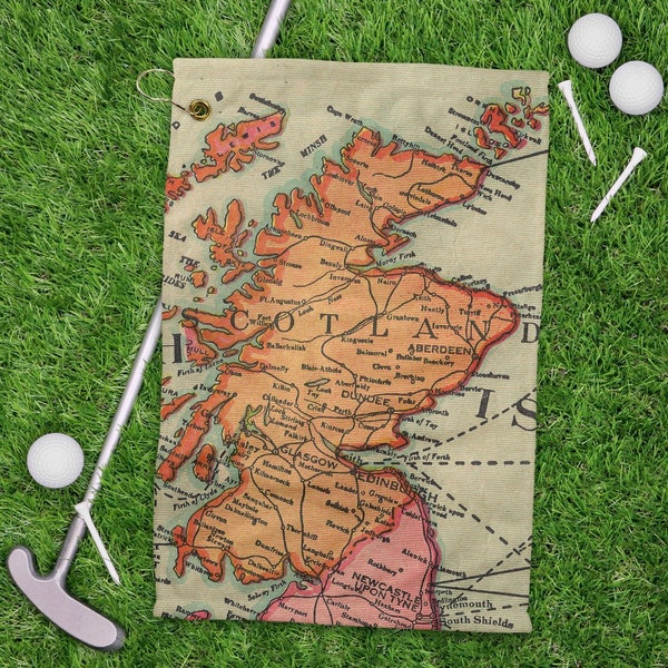 Scotland Golf Towel - Scotland Map - Fathers Day Gift - Scotland Golf Gift - Gift for Dad - Scotland Golf Trip