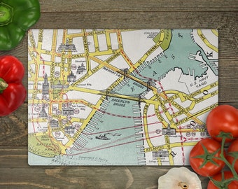 Brooklyn Bridge Map Cutting Board - Brooklyn Bridge Map Charcuterie Board - New York Airbnb Decor - Brooklyn Kitchen - Brooklyn Cheese Board