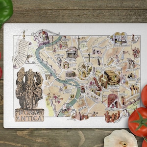 Rome Map Cutting Board - Rome Map Charcuterie Board - Rome Map - Rome Kitchen - Rome Map Cheese Board - Rome Airbnb - Italy Vacation