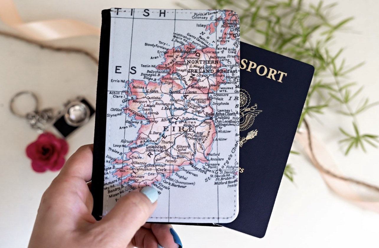 Ireland Passport Cover Ireland Passport Holder Ireland Map Etsy