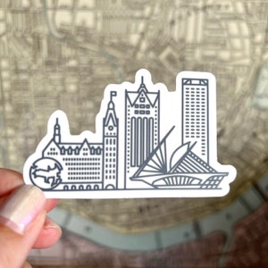 Milwaukee Wisconsin Skyline Laptop Sticker - Milwaukee Water Bottle Sticker - Milwaukee Sticker - Milwaukee Decal - Milwaukee Laptop Sticker