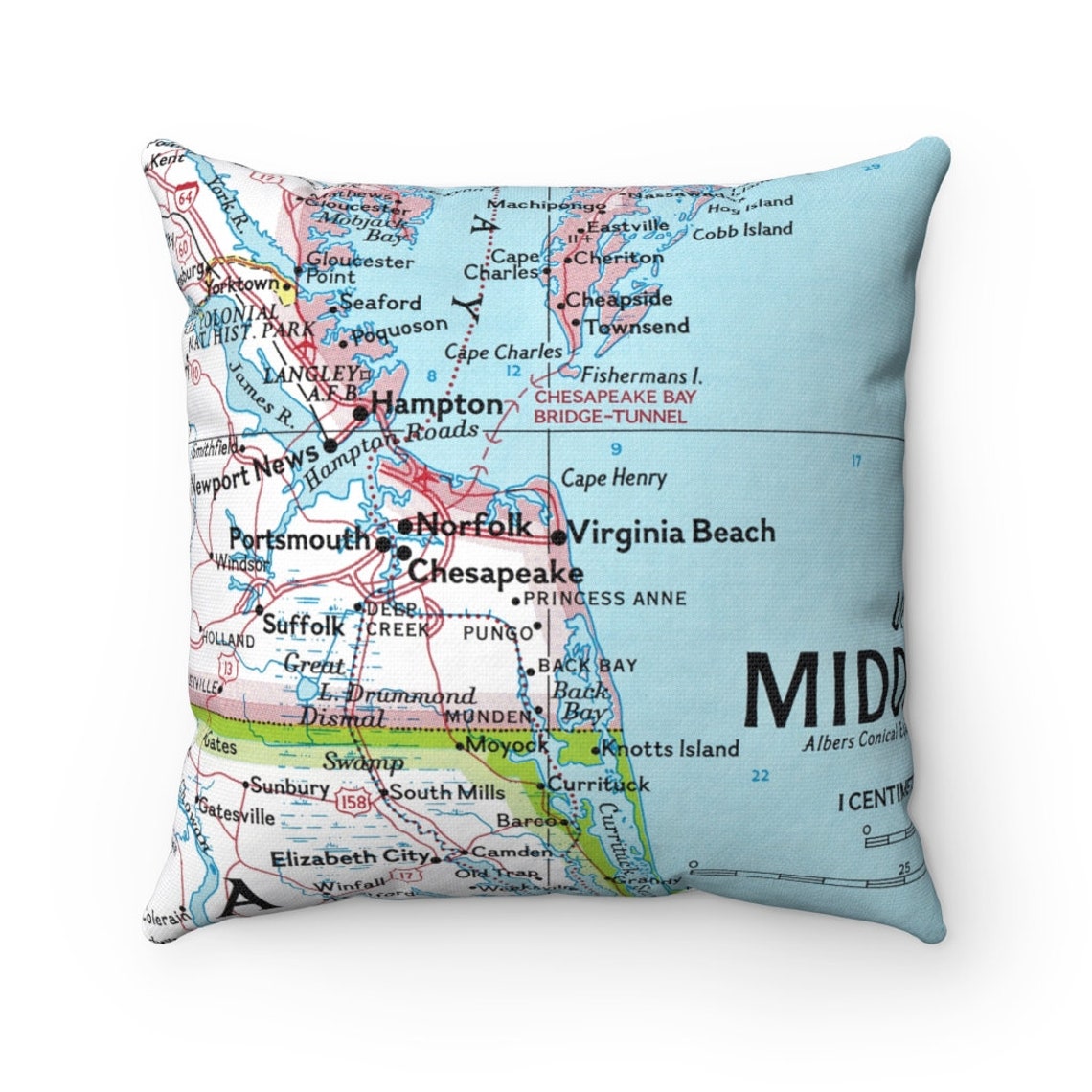 Virginia Beach Karte Kissen Virginia Strand Kissen | Etsy