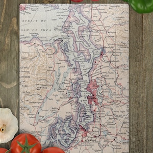 Puget Sound Washington Map Cutting Board - Puget Sound Map Charcuterie Board - Puget Sound Kitchen - Puget Sound Airbnb Decor