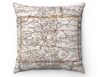 Colorado Vintage Map Pillow - Colorado Pillow - Colorado Airbnb Decor - Colorado Gift - Colorado Housewarming Gift - Colorado Realtor Gift