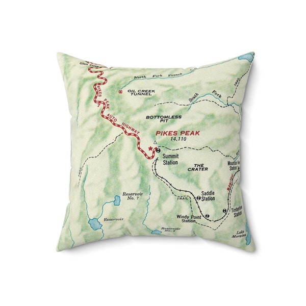 Pikes Peak Colorado Map Pillow - Pikes Peak Pillow - Pikes Peak Airbnb Decor - Pikes Peak Gift - Pikes Peak Map - Lodge Decor