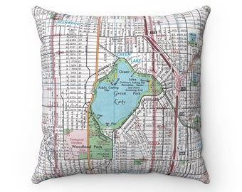 Green Lake Seattle Washington Map Pillow - Green Lake Pillow - Green Lake Airbnb Decor - Green Lake Map - Green Lake Gift