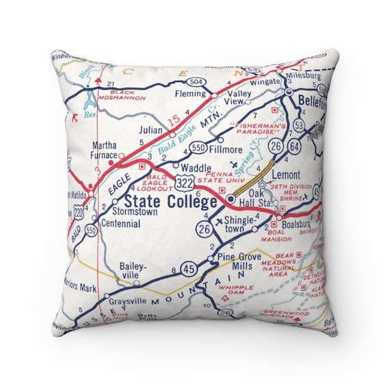 State College Map Pillow Penn State University Pillow Penn Etsy