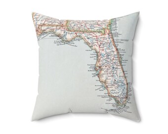 Florida Map Pillow - Florida Airbnb - Florida Map - Florida Wedding Gift - Florida Housewarming Gift - Florida Gift - Florida Realtor Gift