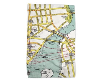 Brooklyn Bridge Map Towel - Brooklyn Bridge Kitchen Towel - Brooklyn Airbnb - Brooklyn Bridge Tea Towel - Brooklyn Bridge Dishtowel