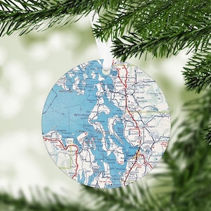 Whidbey Island Map Ornament - Whidbey Island Christmas Ornament - Whidbey Island Housewarming Gift - Whidbey Island Realtor