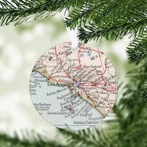 Los Angeles California Map Ornament - Los Angeles Christmas Ornament - Los Angeles Housewarming Gift - Los Angeles Realtor - LA Map