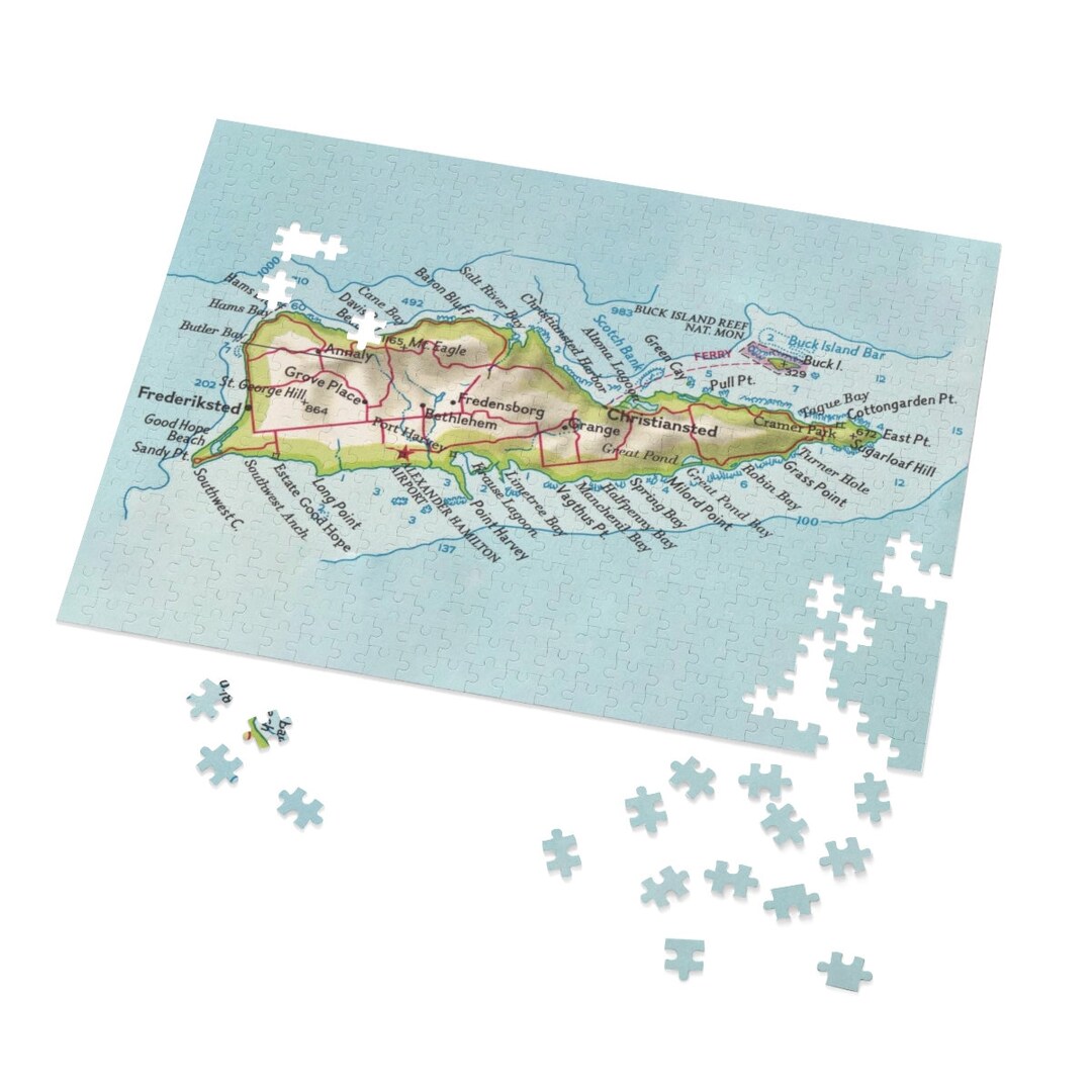 St Croix USVI Map Puzzle Puzzle for Adults St Croix Airbnb St Croix 500