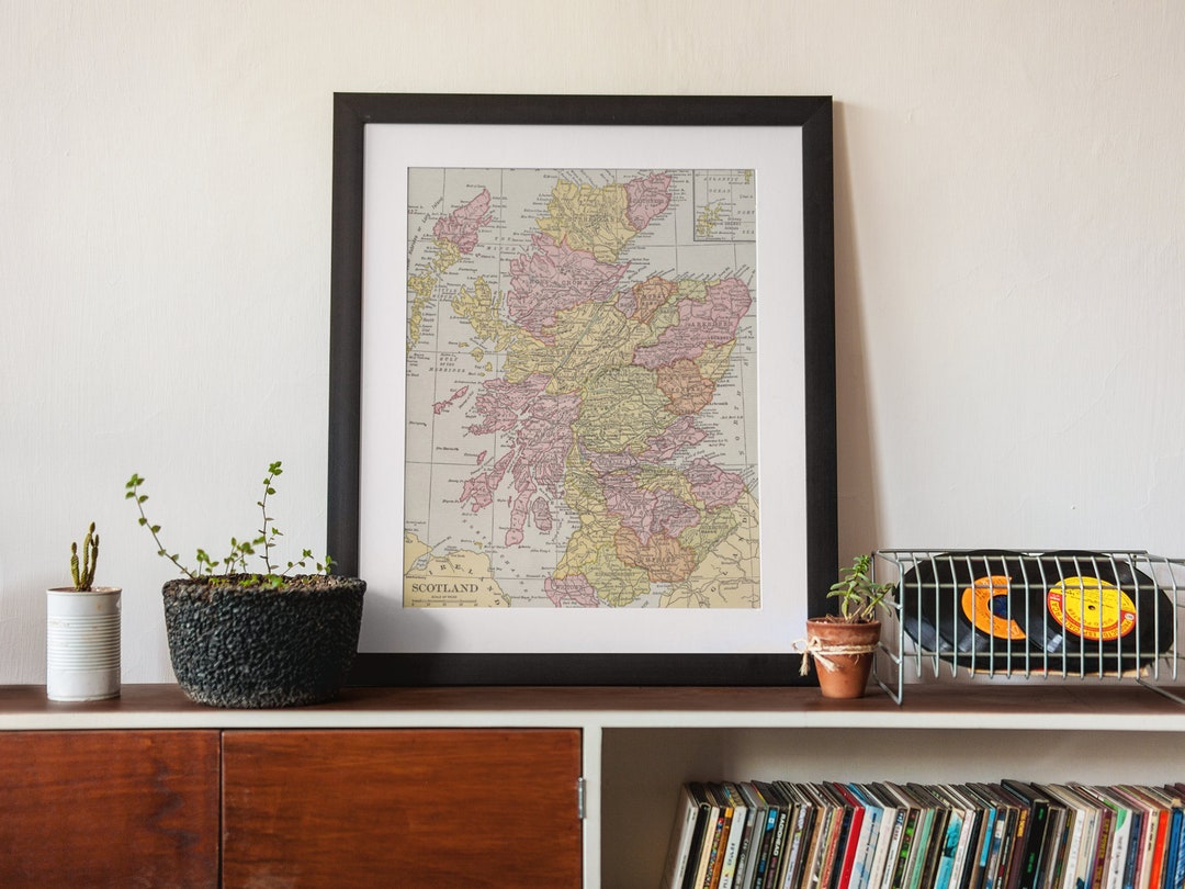 Scotland Wall Print - Scotland Map - Scotland Wall Hanging - Scotland ...
