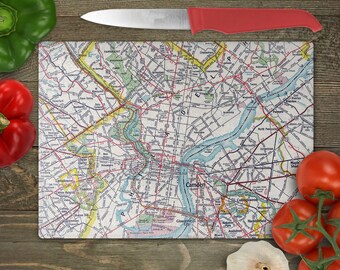 Philadelphia Map Cutting Board - Philadelphia Charcuterie Board - Philadelphia Map - Philadelphia Kitchen - Philadelphia Airbnb