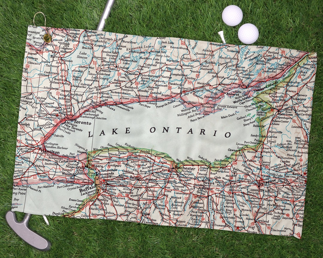 Lake Ontario Golf Towel Lake Ontario Map Lake Ontario Fathers Day Gift