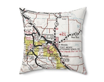 Sturgis South Dakota Map Pillow - Sturgis Pillow - Sturgis Rally Gift - Sturgis Housewarming Gift - Sturgis Realtor Closing Gift