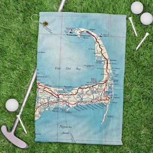 Cape Cod Golf Towel - Cape Cod Map - Cape Cod Fathers Day Gift - Cape Cod Golf Gift - Cape Cod Golf Trip - Cape Cod Golfer - Cape Cod Yoga