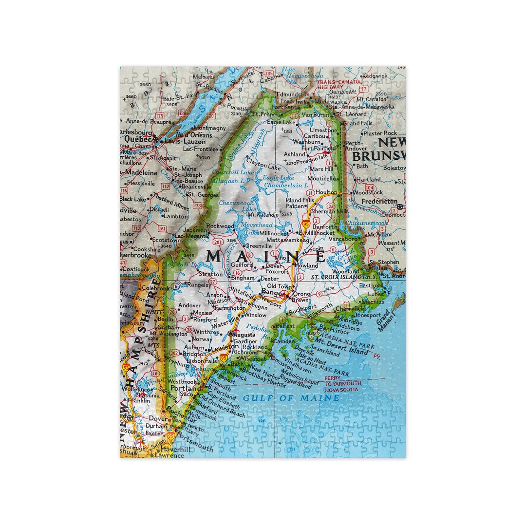 Maine Map Puzzle Maine Puzzle for Adults Maine Jigsaw Puzzle Maine 500