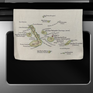 Galapagos Islands Map Tea Towel - Galapagos Islands Kitchen Towel - Galapagos Islands Dishtowel - Galapagos Islands Map Towel
