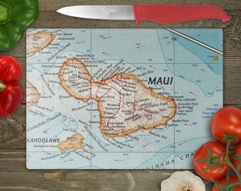 Maui Hawaii Map Cutting Board - Maui Map Charcuterie Board - Maui Gift - Maui Kitchen - Maui Cheese Board - Maui Airbnb