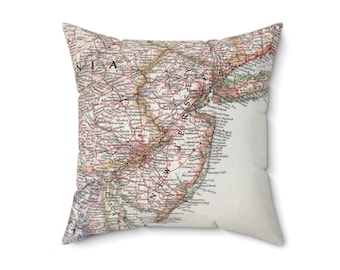 New Jersey Map Pillow - New Jersey Pillow - New Jersey Realtor Gift - New Jersey Wedding - New Jersey Housewarming Gift - New Jersey Airbnb