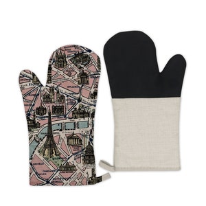 Paris France Map Oven Mitt - Paris Kitchen - Paris Airbnb - Paris Hot Pad - Paris Pot Holder - Paris BBQ Mitt - Paris Oven Glove