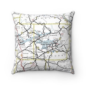 Greers Ferry Lake Arkansas Map Pillow - Greers Ferry Lake Pillow - Greers Ferry Lake Map - Greers Ferry Lake Airbnb Decor - Lake House Decor