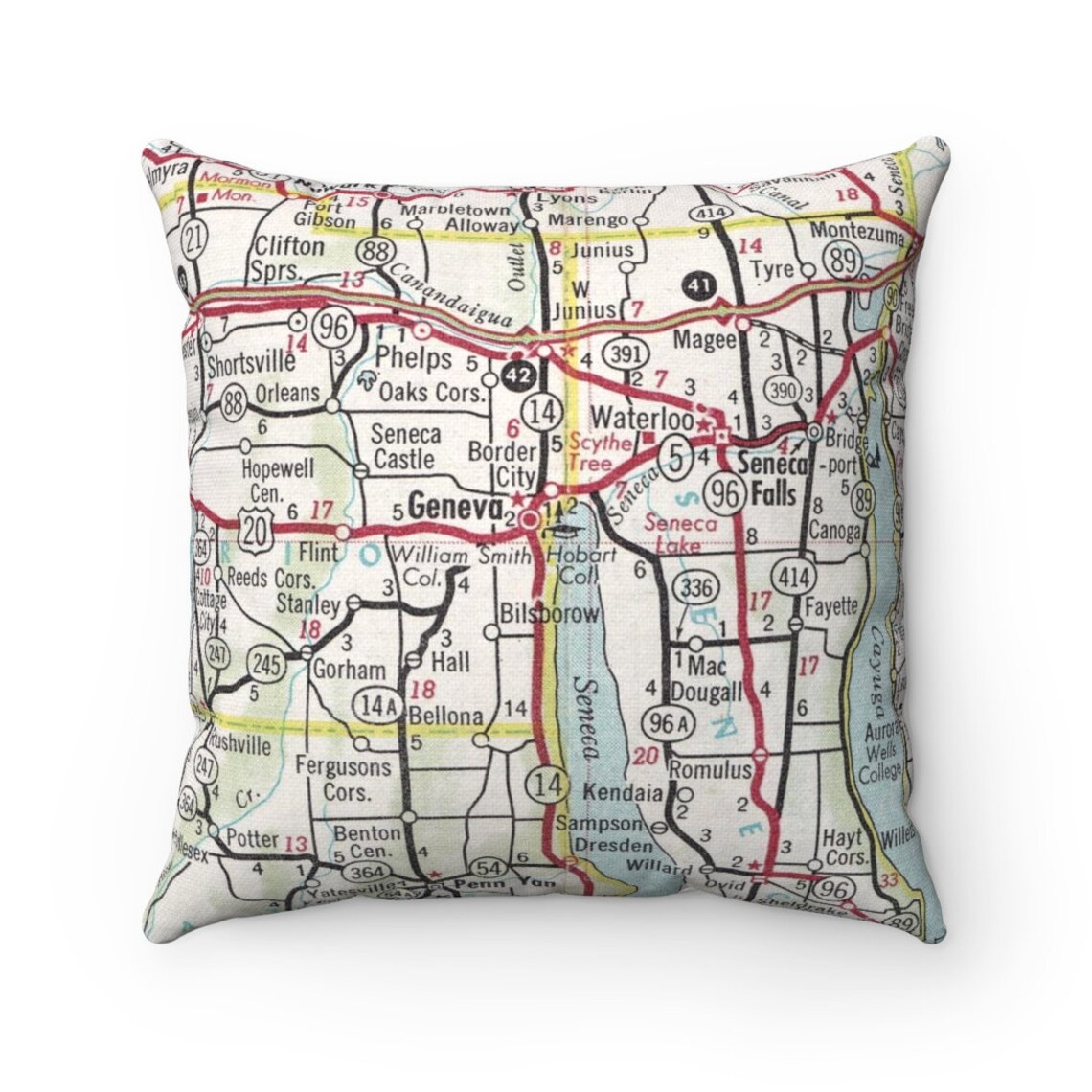Hobart and William Smith Colleges Map Pillow Hobart and Etsy