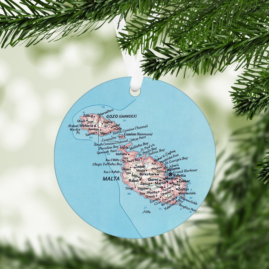 Malta Map Ornament Malta Ornament Malta Christmas Malta Vacation Malta