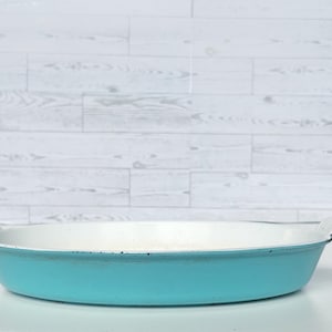 Vintage Le Creuset 32 Ciel Blue Enameled Cast Iron Oval Baking Dish – Made in France – Rustic Farmhouse Cookware, Oven-to-Table Serveware