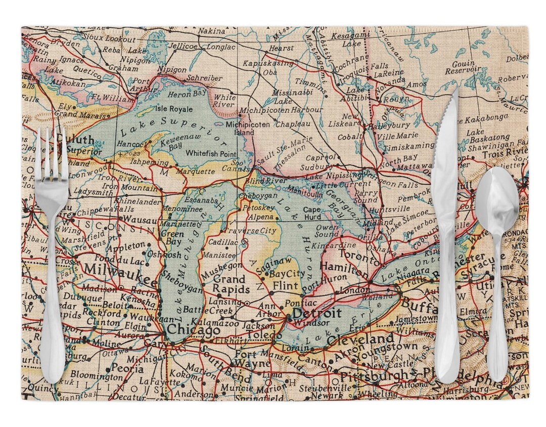 Great Lakes Map Placemats Great Lakes Placemat Set of 4 Great Lakes