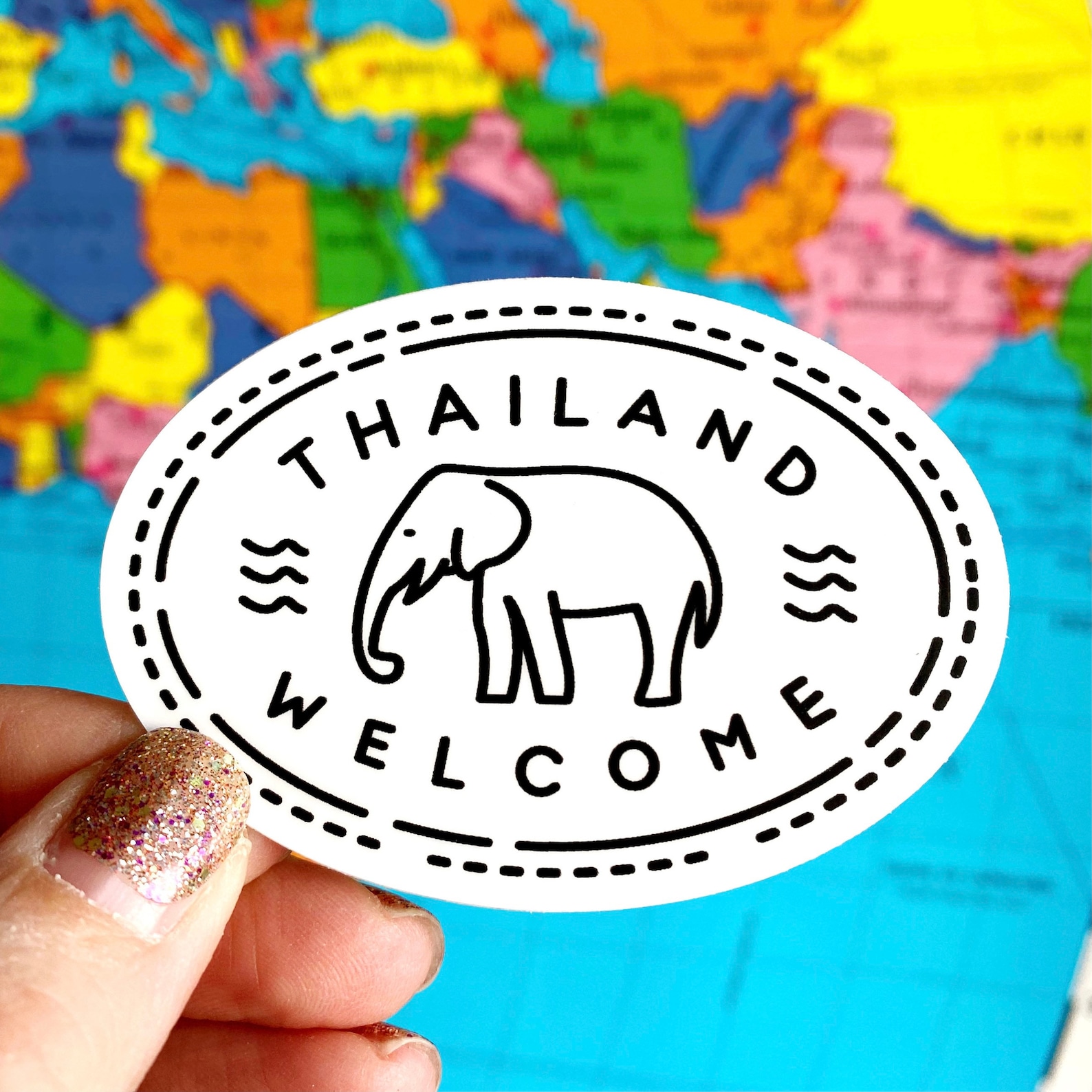 Thailand Passport Stamp Laptop Sticker Thailand Water Bottle Etsy