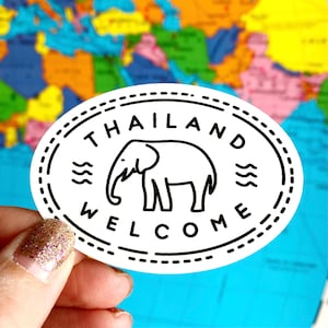 Thailand Welcome Sticker – Elephant Travel Sticker – Thailand Souvenir Decal – Waterproof Vinyl Sticker – Thai Elephant Gift