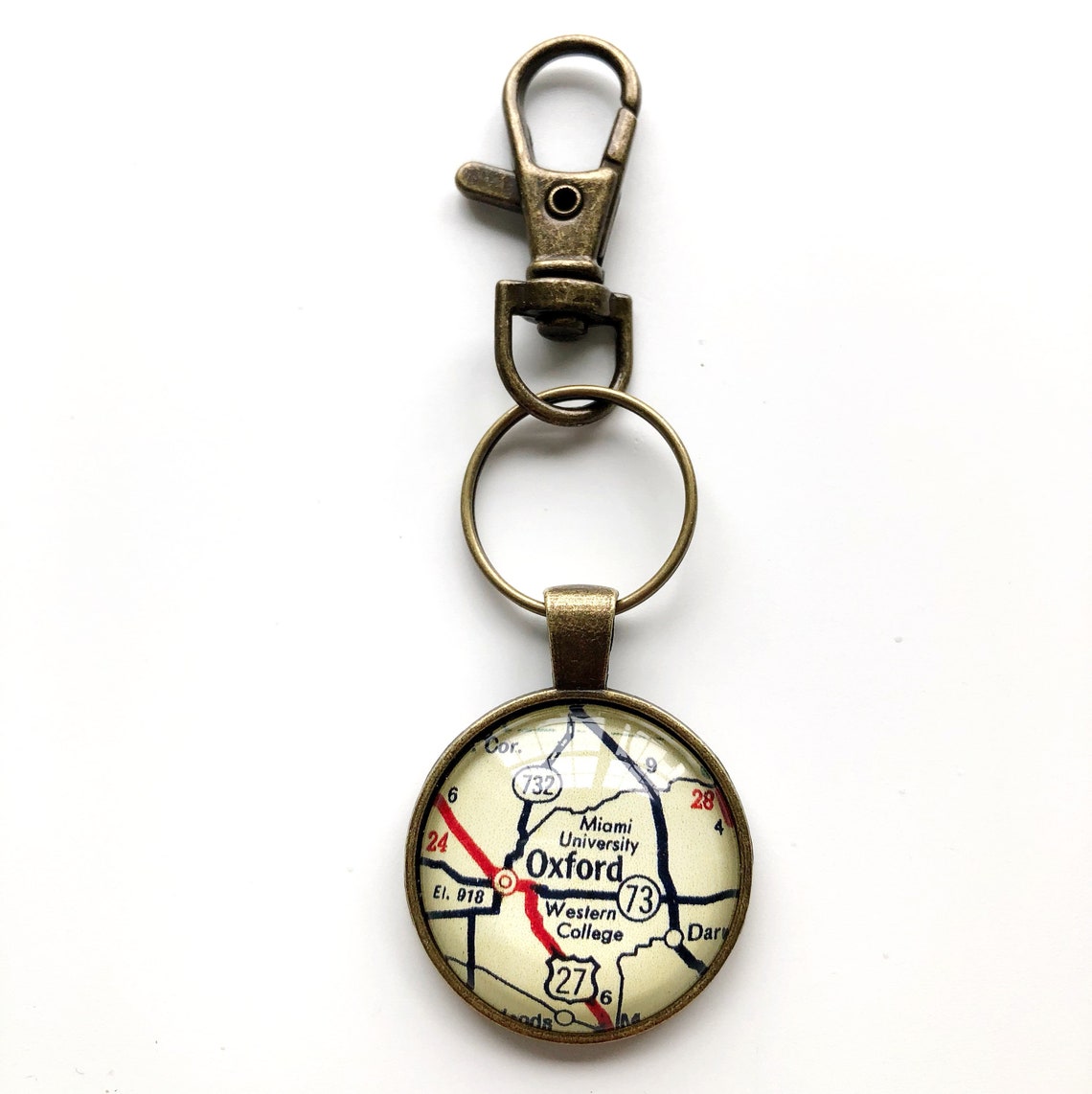 Miami University Oxford Map Key Chain Miami University Map Etsy