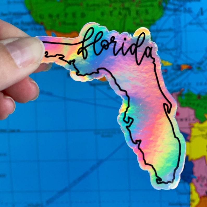 Florida Holographic Decal Florida Sticker Florida Laptop Sticker Florida Decal Florida Holographic Sticker Florida Bottle Sticker