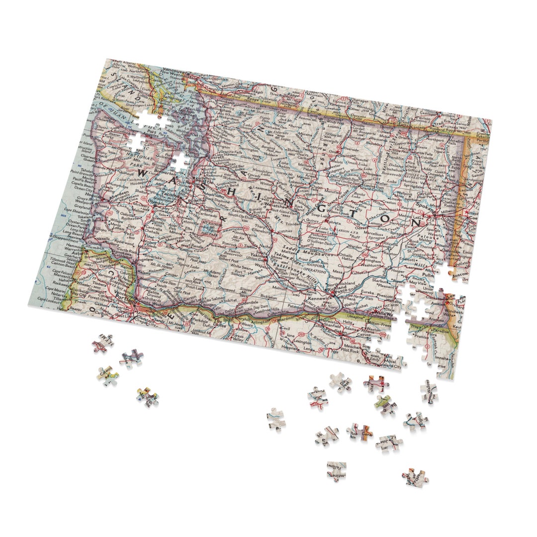 Washington Map Puzzle Washington Puzzle for Adults Washington Jigsaw