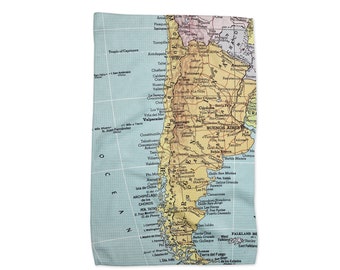 Chile Map Tea Towel - Chile Kitchen Towel - Chile Dish Towel - Chilean Kitchen - Chilean Gift - Chile Dishtowel - Chile Airbnb