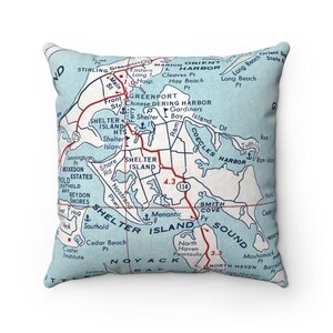 Shelter Island New York Map Pillow - Shelter Island Pillow - Housewarming Gift - Shelter Island Airbnb - Shelter Island Wedding Gift