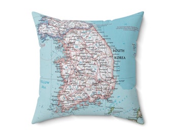 South Korea Map Pillow - South Korea Pillow - Graduation Gift - Housewarming Gift - South Korea Gift