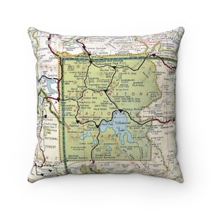 Yellowstone National Park Pillow - Yellowstone Map Pillow - Yellowstone Airbnb Decor - Yellowstone Wedding Gift - Yellowstone Housewarming