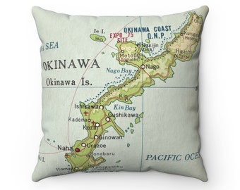 Okinawa Japan Map Pillow - Airbnb Decor - Okinawa Pillow - Okinawa Gift - Okinawa Map - Okinawa Map Gift