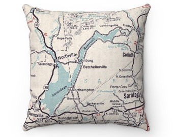 Sacandaga Lake New York Map Pillow - Sacandaga Lake Pillow - Sacandaga Lake Realtor - Lake House Pillow - Sacandaga Lake Housewarming Gift