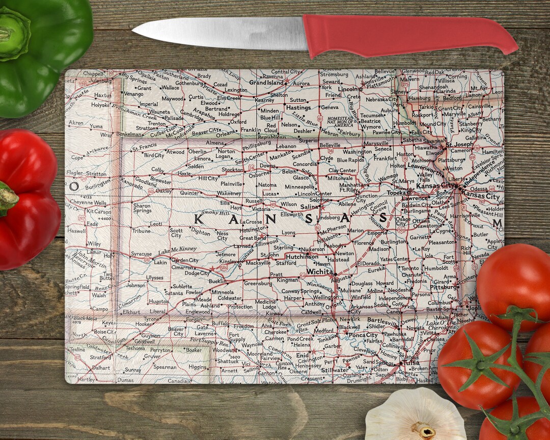 Kansas Map Cutting Board Kansas Charcuterie Board Kansas Airbnb Kansas