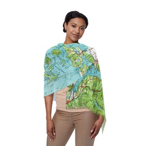 San Juan Islands Washington Map Scarf Shawl Wrap Pashima Travel Wrap Travel Scarf Gift Accessories Lightweight Scarf