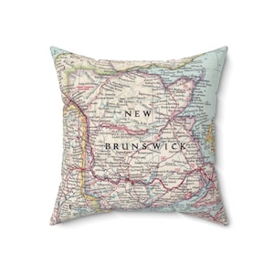 New Brunswick Canada Map Pillow - New Brunswick Wedding Gift - New Brunswick Airbnb - New Brunswick Housewarming Gift