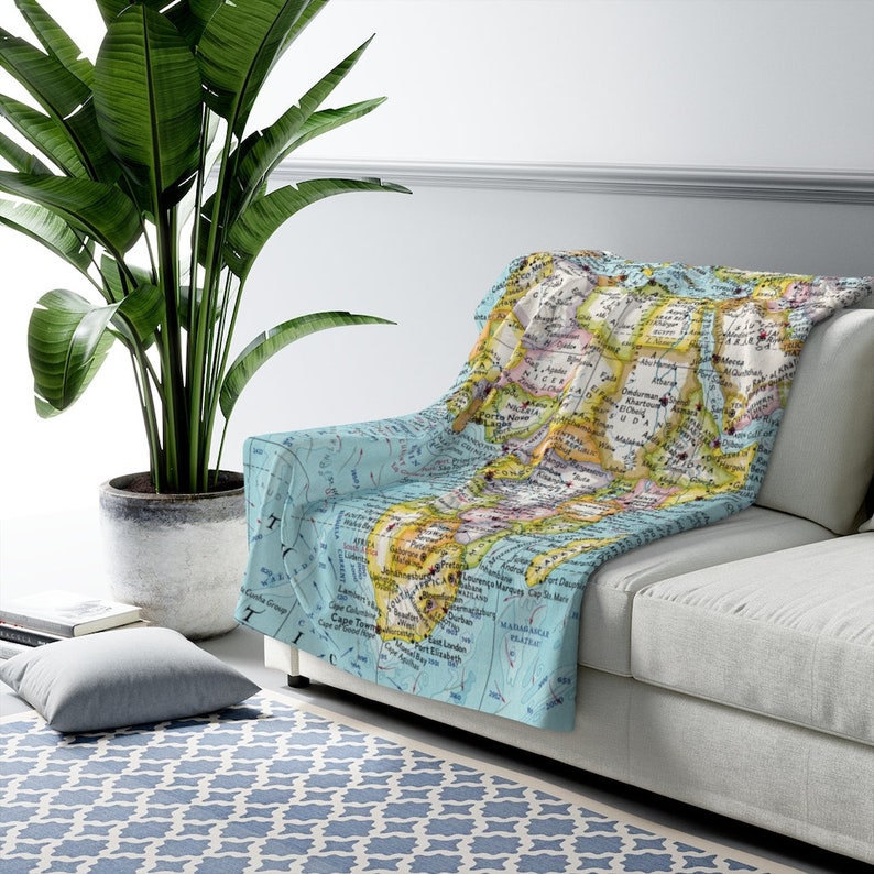 Africa Map Fleece Blanket Africa Map Blanket Africa Etsy