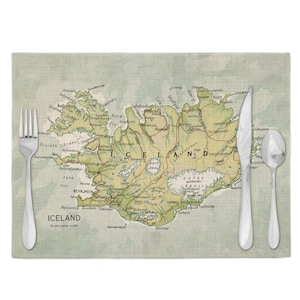 Iceland Map Placemats - Iceland Placemat Set - Iceland Kitchen - Iceland Dining Room - Iceland Map - Iceland Wedding Gift - Iceland Map Gift