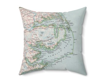 Outer Banks Map Pillow - OBX Pillow - Outer Banks Map Pillow - Outer Banks Wedding Gift - Housewarming Gift - Outer Banks Realtor Gift